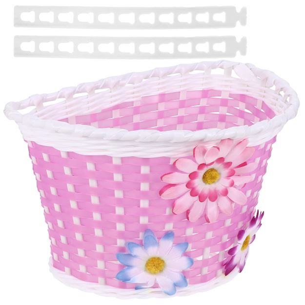 Picture of Kids’ Bicycle Front Basket – Pink With Flowers